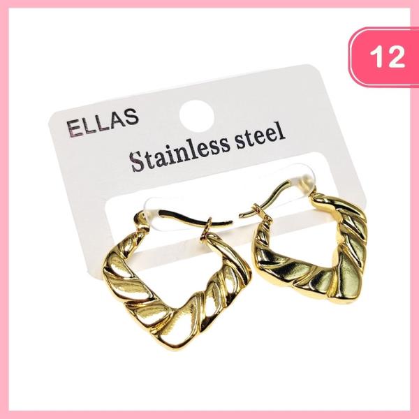 STAINLESS STEEL HOOP EARRING (12 UNITS)