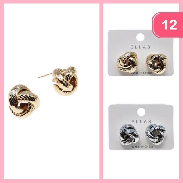 KNOTTED METAL POST EARRING (12 UNITS)