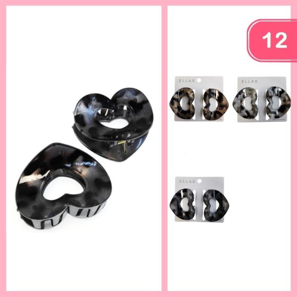 HEART HAIR CLAW CLIP (12 UNITS)