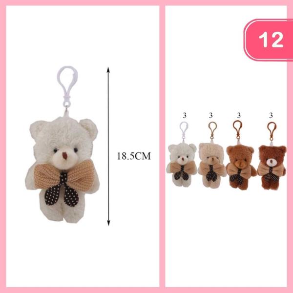 TEDDY BEAR W/ CROCHET BOW KEYCHAIN (12 UNITS)
