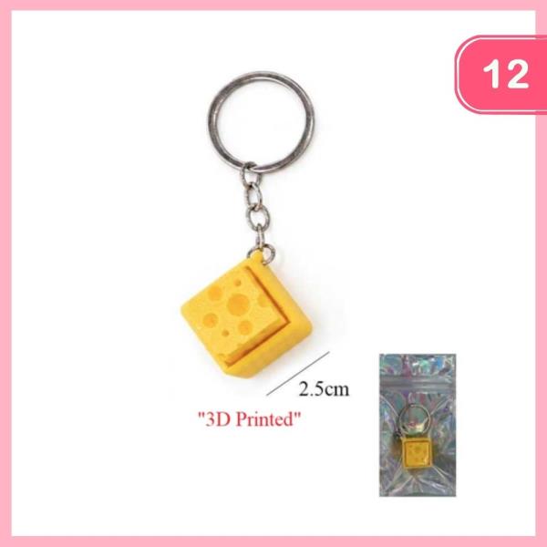 3D PRINTED CHEESE FIDGET CLICKER KEYCHAIN (12 UNITS)