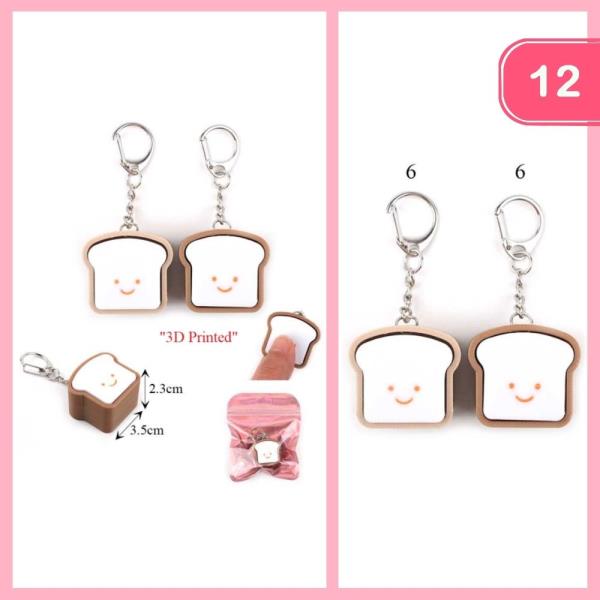 3D PRINTED TOAST BREAD FIDGET CLICKER KEYCHAIN (12 UNITS)