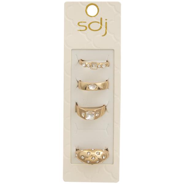 SDJ CRYSTAL EMBELLISHED MIX ASSORTED MULTI RING SET