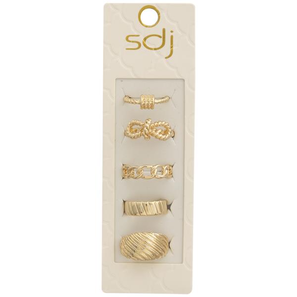 SDJ TEXTURED BRAIDED DESIGN MIX ASSORTED MULTI RING SET