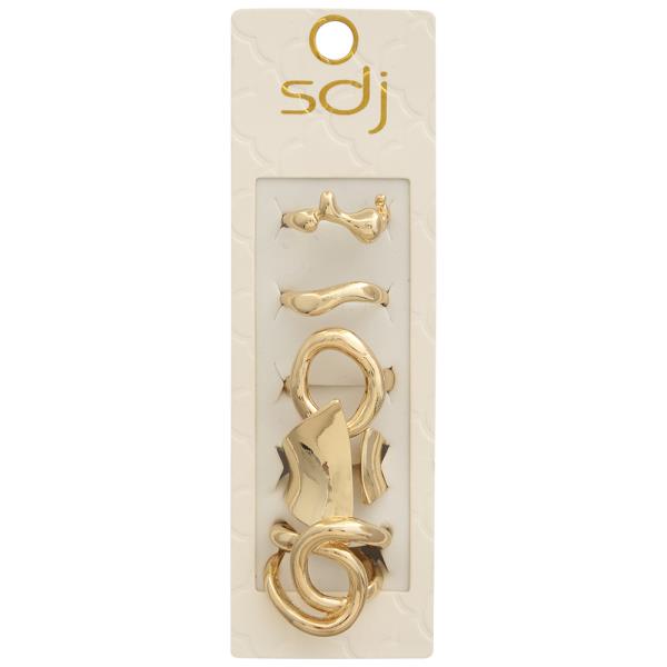 SDJ ASYMMETRIC TWISTED DESIGN MIX ASSORTED MULTI RING SET