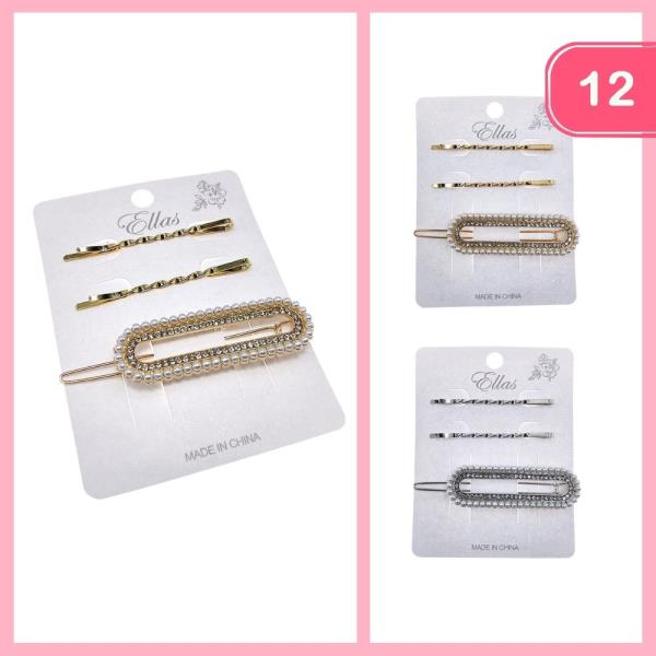 PEARL BARRETTE BOBBY PIN HAIR SET (12 UNITS)