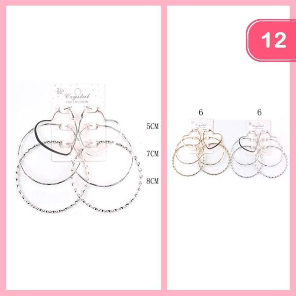 MIXED HOOP EARRING SET (12 UNITS)