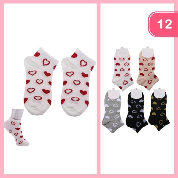 HEART PATTERN ANKLE SOCKS (12 UNITS)
