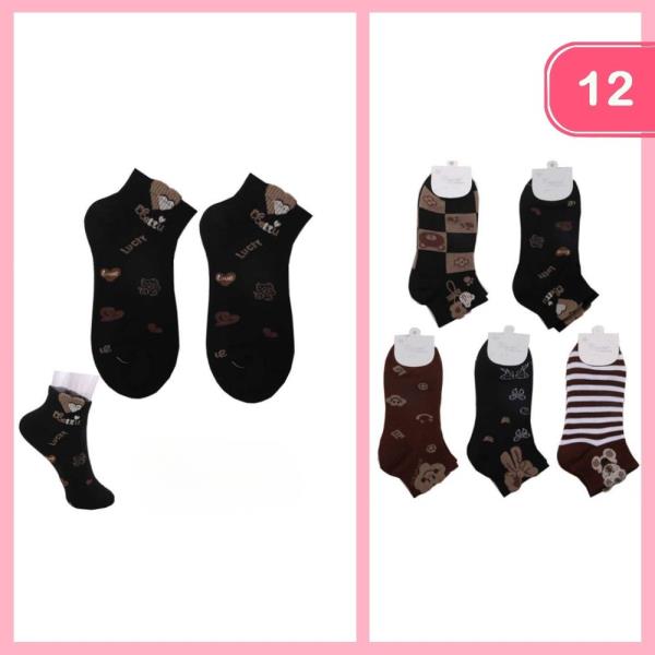 TEDDY BEAR PATTERN ANKLE SOCKS (12 UNITS)