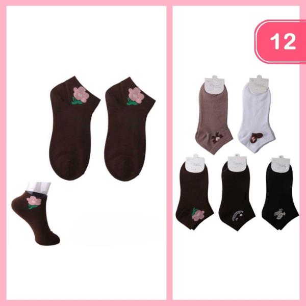FLOWER HEART ANKLE SOCKS (12 UNITS)