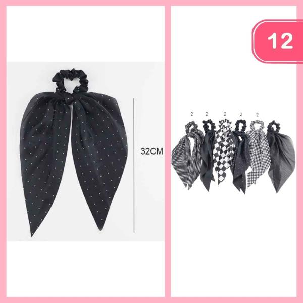 MIXED LONG TAIL HAIR SCRUNCHIE (12 UNITS)